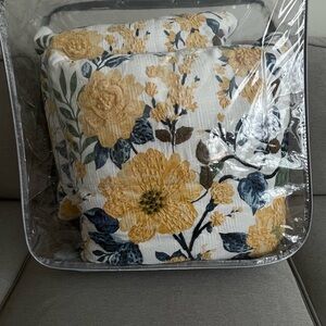 Yellow Floral Accent Pillow Set by